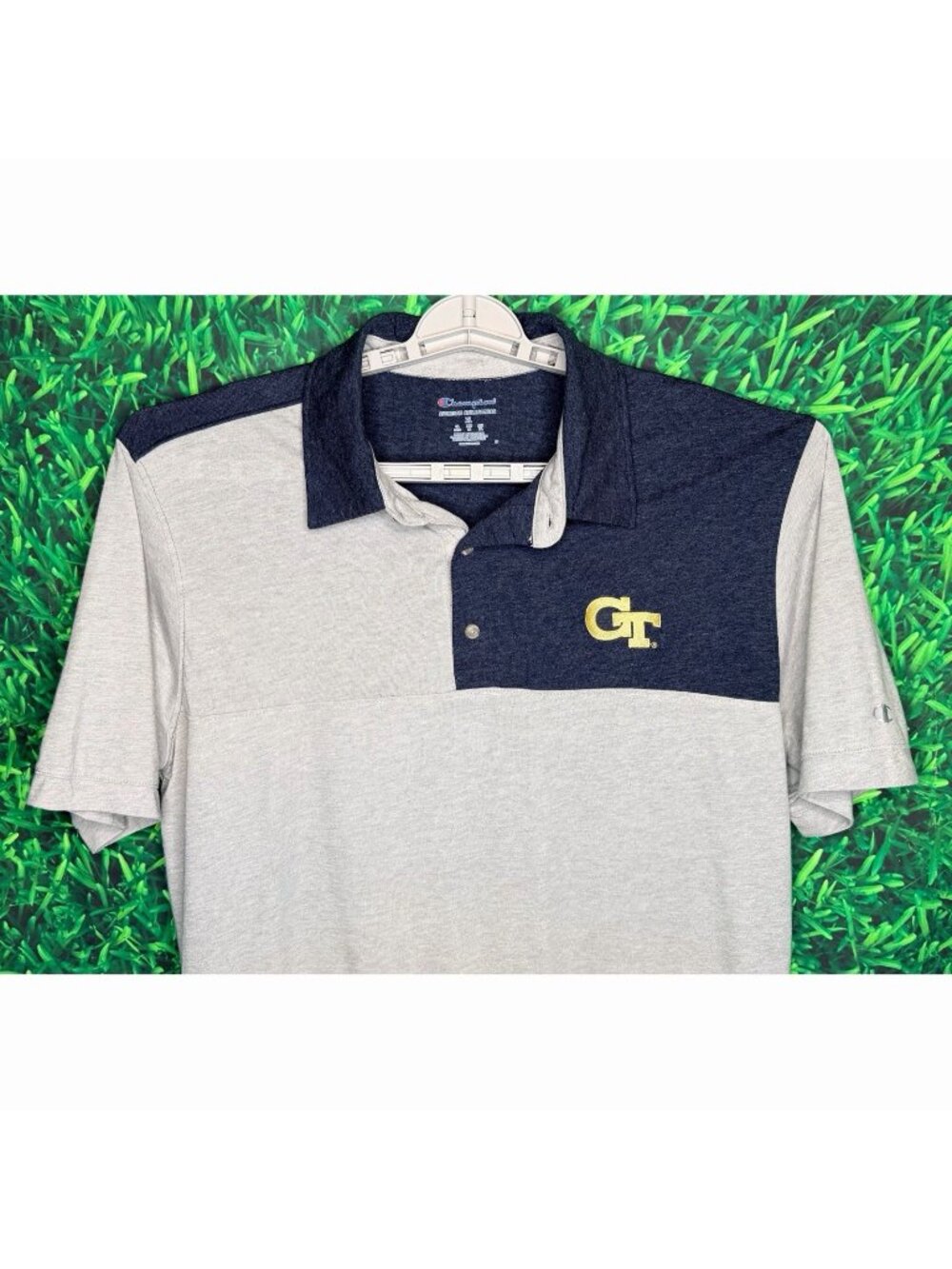 Georgia Tech Yellow Jackets Short Sleeve Polo Shirt Men’s XL Grey Blue Champion